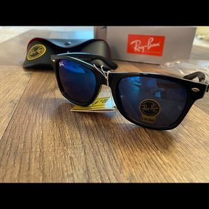 New in box black frame blue tint lens ray …